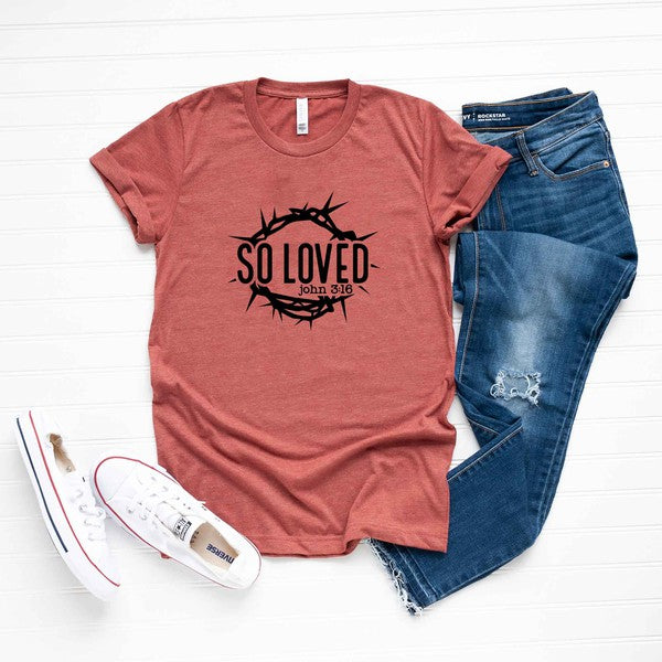 So Loved Scripture Short Sleeve Graphic Tee