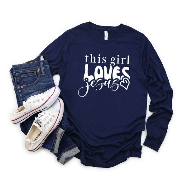 This Girl Loves Jesus Heart Long Sleeve Tshirt