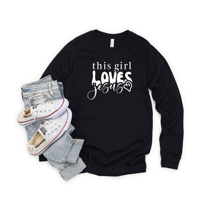 This Girl Loves Jesus Heart Long Sleeve Tshirt