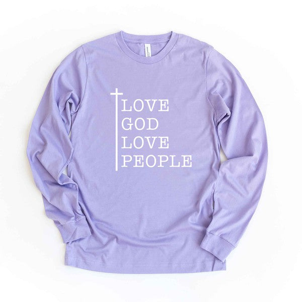 Love God Love People Cross Long Sleeve Graphic Tee