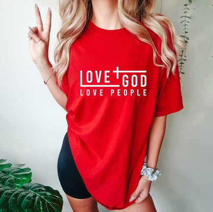 Love God Love People Cross Garment Dyed Tee