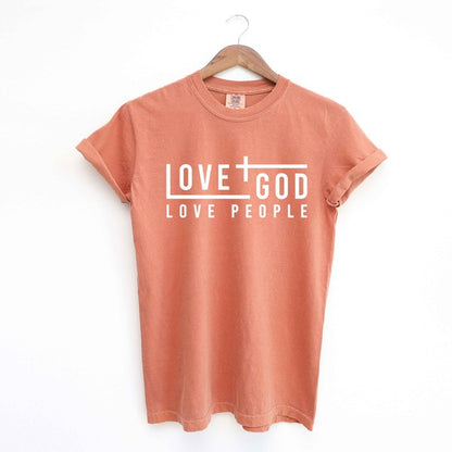 Love God Love People Cross Garment Dyed Tee