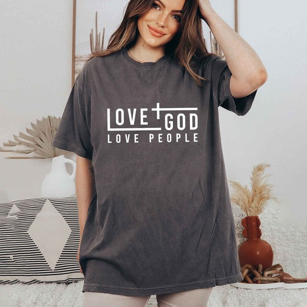 Love God Love People Cross Garment Dyed Tee