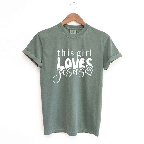 This Girl Loves Jesus Heart Garment Dyed Tee