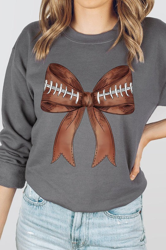 Coquette Football Bow Graphic Sweatshirt