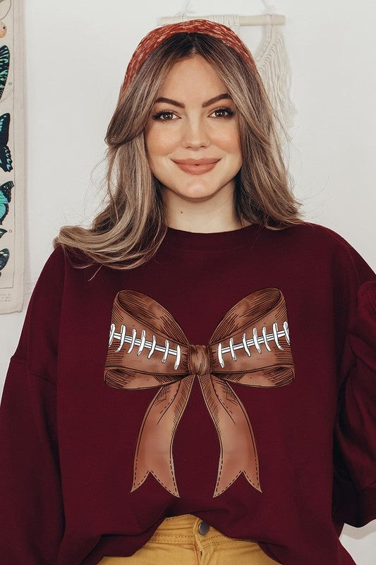 Coquette Football Bow Graphic Sweatshirt