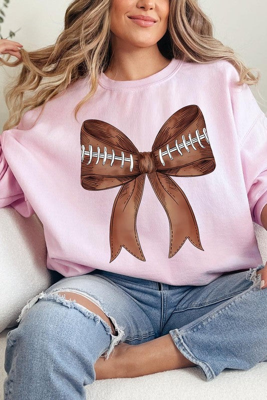 Coquette Football Bow Graphic Sweatshirt