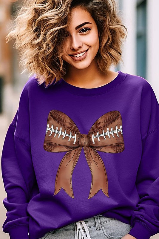 Coquette Football Bow Graphic Sweatshirt