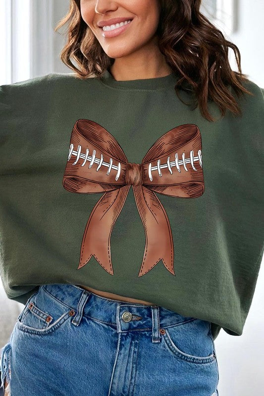 Coquette Football Bow Graphic Sweatshirt