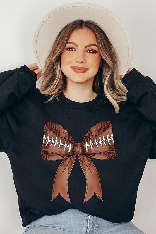 Coquette Football Bow Graphic Sweatshirt