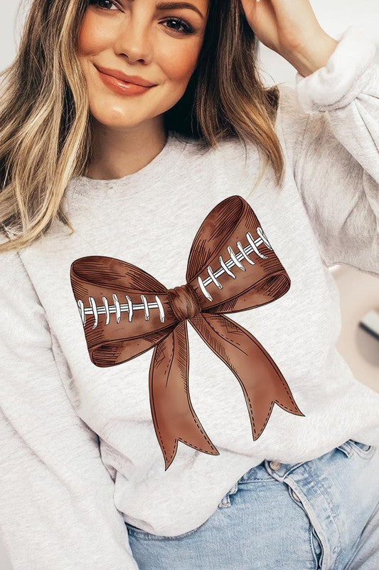 Coquette Football Bow Graphic Sweatshirt