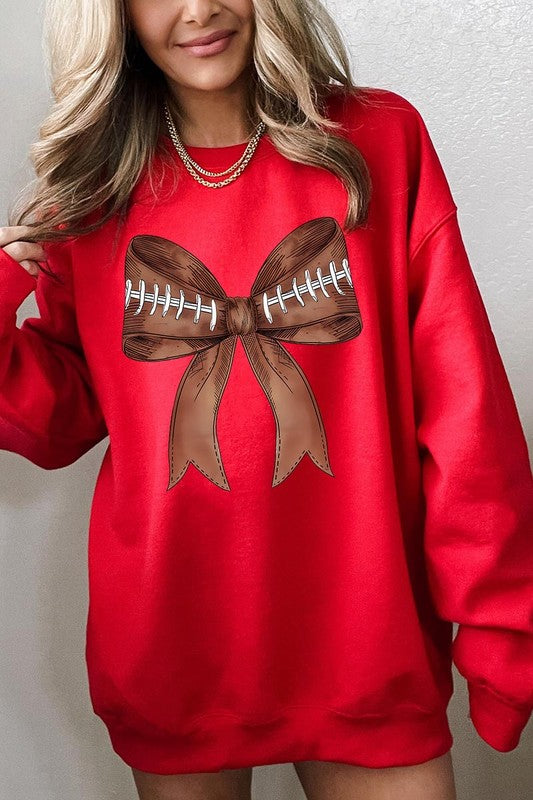 Coquette Football Bow Graphic Sweatshirt