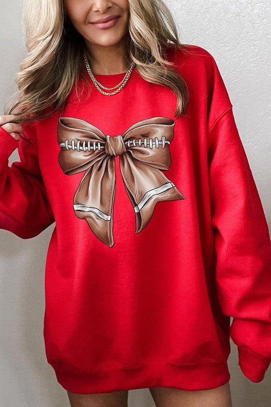 Coquette Football Bow Graphic Sweatshirt