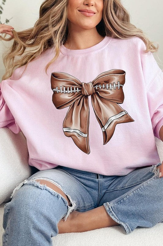 Coquette Football Bow Graphic Sweatshirt