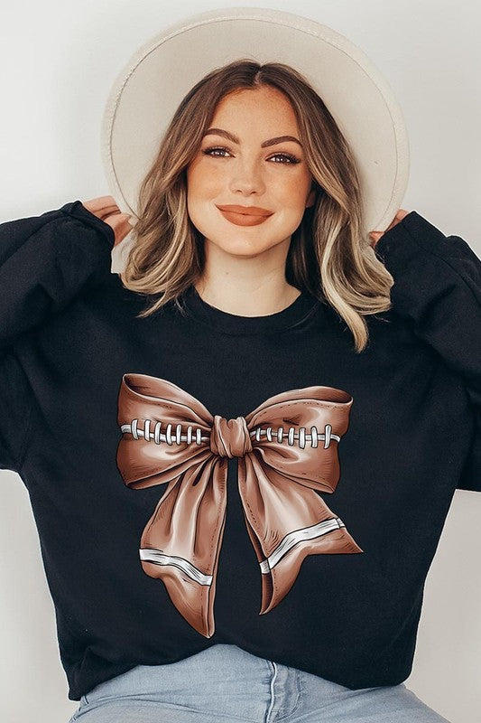 Coquette Football Bow Graphic Sweatshirt