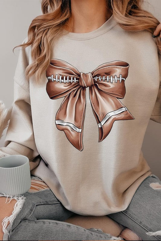 Coquette Football Bow Graphic Sweatshirt