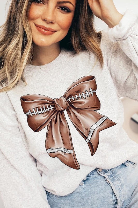 Coquette Football Bow Graphic Sweatshirt