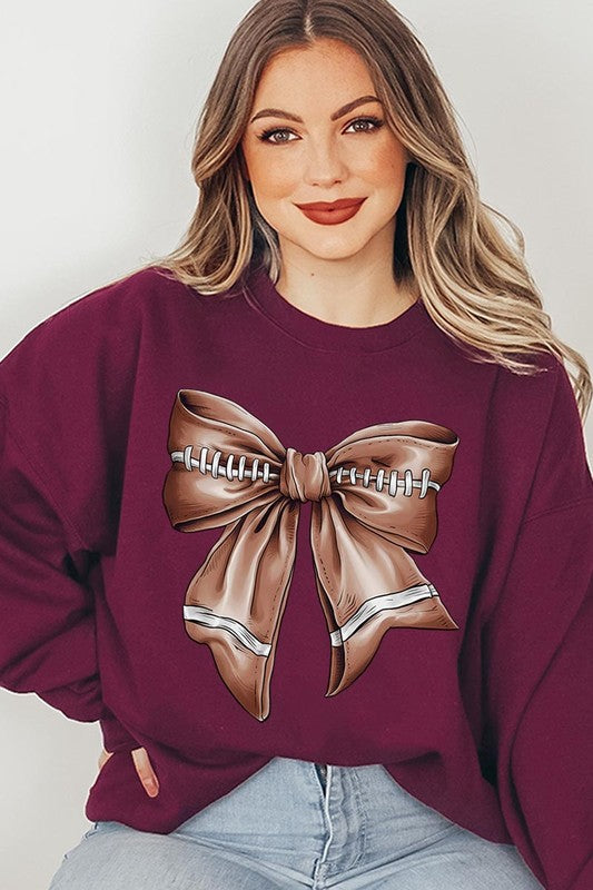 Coquette Football Bow Graphic Sweatshirt