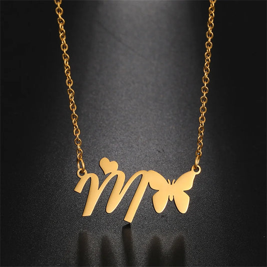 Butterfly Initial Necklace